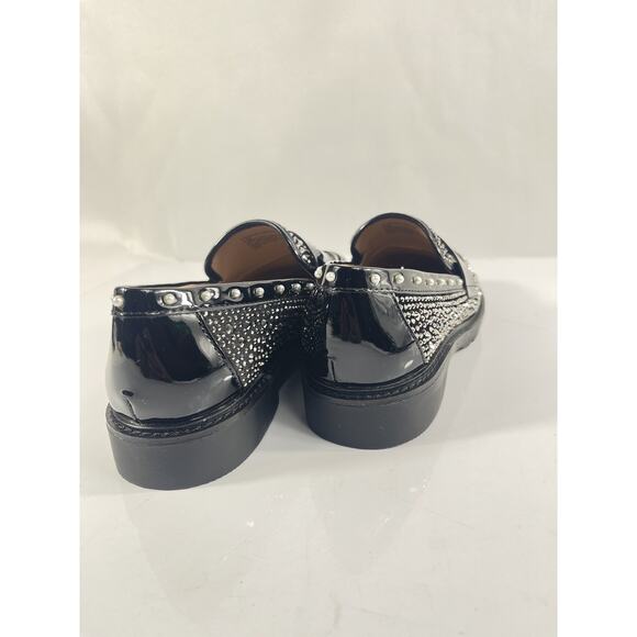 Betsey Johnson Shoes Womens Size 6.5 Black Rhinestone Loafers Studded Pearl Flat - Picture 6 of 11